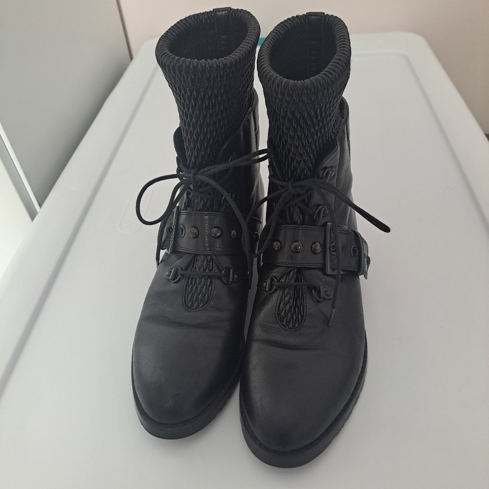Stuart Weitzman Stitchwork Combat Boot Black 7 Nw… - image 8
